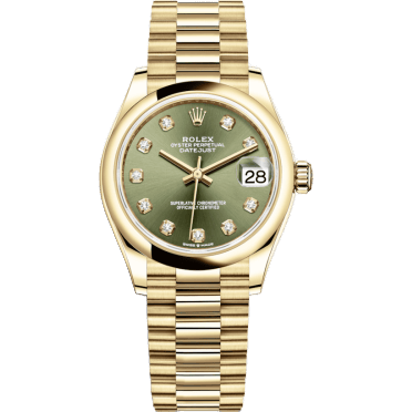 Rolex Datejust 31 Yellow Gold / Domed / Olive - Diamond / President 278248-0018