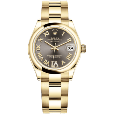 Rolex Datejust 31 Yellow Gold / Domed / Grey - Roman / Oyster 278248-0031