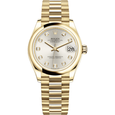 Rolex Datejust 31 Yellow Gold / Domed / Silver - Diamond / President 278248-0034