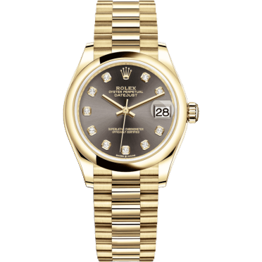 Rolex Datejust 31 Yellow Gold / Domed / Grey - Diamond / President 278248-0036