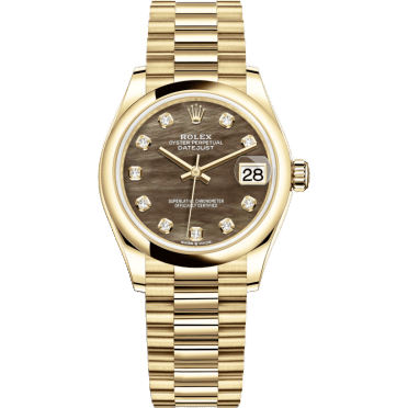 Rolex Datejust 31 Yellow Gold / Domed / Black MOP / President 278248-0038