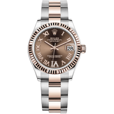 Rolex Datejust 31 Stainless Steel/ Rose Gold / Fluted / Chocolate - Roman / Oyster 278271-0003