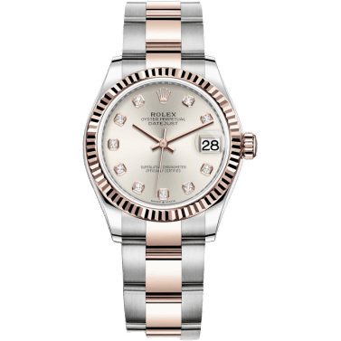 Rolex Datejust 31 Stainless Steel/ Rose Gold / Fluted / Silver - Diamond / Oyster 278271-0015