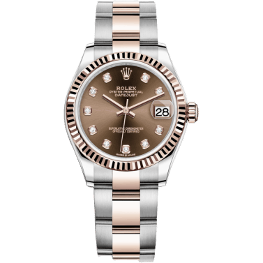Rolex Datejust 31 Stainless Steel/ Rose Gold / Fluted / Chocolate - Diamond / Oyster 278271-0027