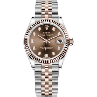 Rolex Datejust 31 Stainless Steel / Rose Gold / Fluted / Chocolate - Diamond / Jubilee 278271-0028
