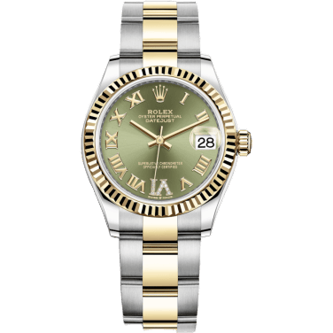 Rolex Datejust 31 Stainless Steel / Yellow Gold / Fluted / Olive - Roman / Oyster 278273-0015