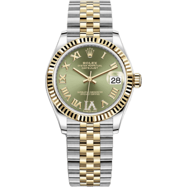 Rolex Datejust 31 Stainless Steel / Yellow Gold / Fluted / Olive - Roman / Jubilee 278273-0016