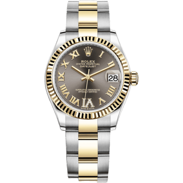 Rolex Datejust 31 Stainless Steel / Yellow Gold / Fluted / Grey - Roman / Oyster 278273-0017