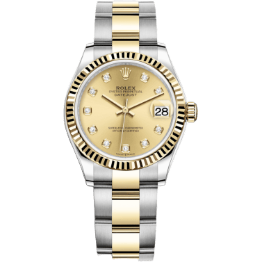 Rolex Datejust 31 Stainless Steel / Yellow Gold / Fluted / Champagne - Diamond / Oyster 278273-0025