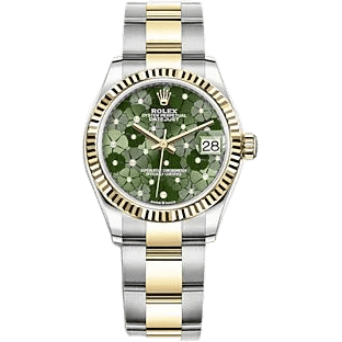 Rolex Datejust 31 Stainless Steel / Yellow Gold / Fluted / Olive - Floral / Oyster 278273-0031