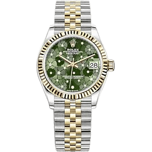 Rolex Datejust 31 Stainless Steel / Yellow Gold / Fluted / Olive - Floral / Jubilee 278273-0032