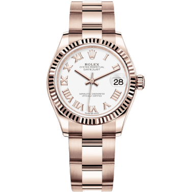 Rolex Datejust 31 Rose Gold / Fluted / White - Roman / Oyster 278275-0018