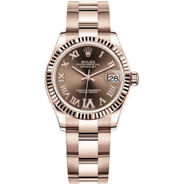 Rolex Datejust 31 Rose Gold / Fluted / Chocolate - Roman / Oyster 278275-0024