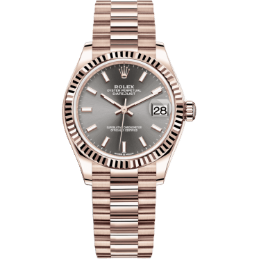 Rolex Datejust 31 Rose Gold / Fluted / Grey / President 278275-0027
