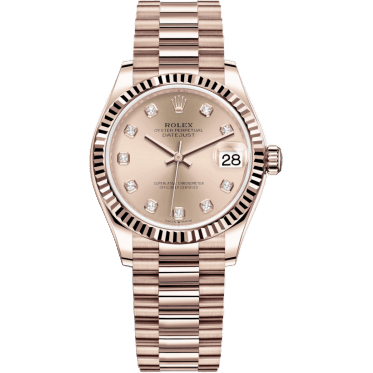 Rolex Datejust 31 Rose Gold / Fluted / Rose - Diamond / President 278275-0031