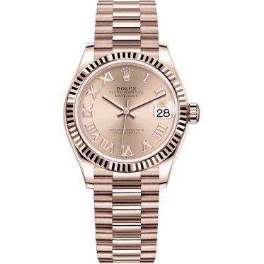 Datejust 31 Rose Gold / Fluted / Rose - Roman / President