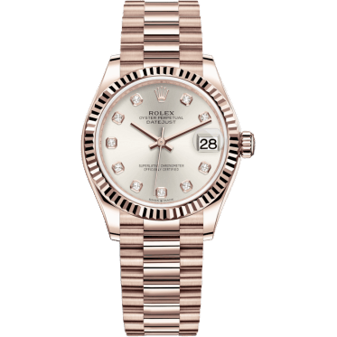 Rolex Datejust 31 Rose Gold / Fluted / Silver - Diamond / President 278275-0039