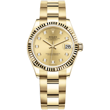 Rolex Datejust 31 Yellow Gold / Fluted / Champagne - Diamond / Oyster 278278-0016