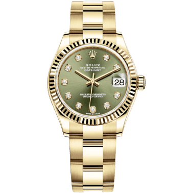 Rolex Datejust 31 Yellow Gold / Fluted / Olive - Diamond / Oyster 278278-0018