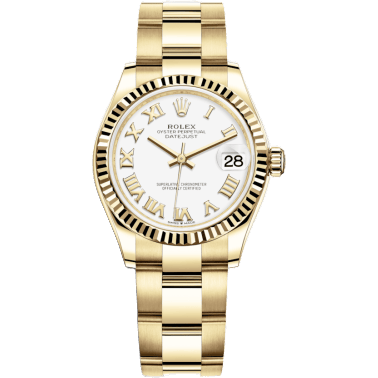 Rolex Datejust 31 Yellow Gold / Fluted / White - Roman / Oyster 278278-0019