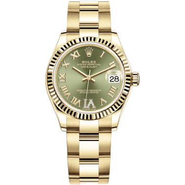 Rolex Datejust 31 Yellow Gold / Fluted / Olive - Roman / Oyster 278278-0029