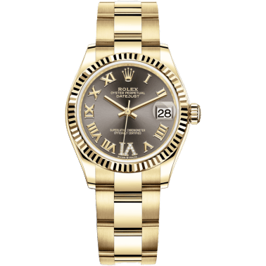 Rolex Datejust 31 Yellow Gold / Fluted / Grey - Roman / Oyster 278278-0031