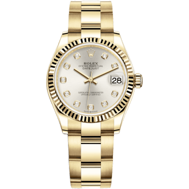 Rolex Datejust 31 Yellow Gold / Fluted / Silver - Diamond / Oyster 278278-0033