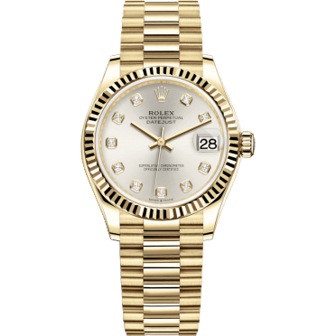 Rolex Datejust 31 Yellow Gold / Fluted / Silver - Diamond / President 278278-0034