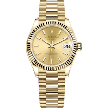 Rolex Datejust 31 Yellow Gold / Fluted / Champagne / President 278278-0040