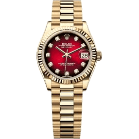 Rolex Datejust 31 Yellow Gold - Fluted / Red Gradient / President 278278-0049