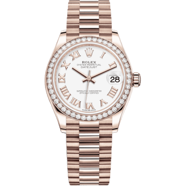 Datejust 31 Rose Gold / Diamond / White - Roman / President