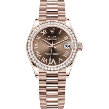 Datejust 31 Rose Gold / Diamond / Chocolate - Roman / President