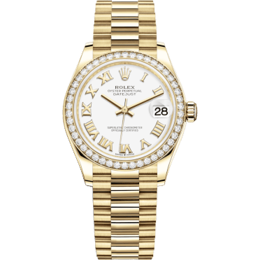 Datejust 31 Yellow Gold - Diamond / White - Roman / President