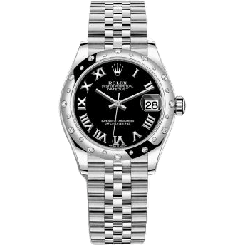 Datejust 31 Stainless Steel Domed Diamond / Jubilee / Black - Roman