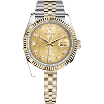 Rolex Datejust 36 Rolesor Yellow Fluted / Jubilee / Champagne Computer 116233-0155