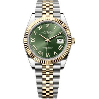 Rolex Datejust 41 Stainless Steel - Yellow Gold - Fluted / Green Roman / Jubilee 126333-0024