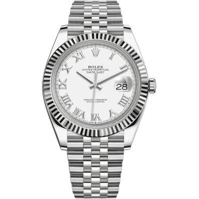 Rolex Datejust 41 Stainless Steel Fluted / White - Roman / Jubilee 126334-0024
