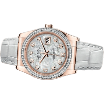 Datejust 36 Everose Strap White Mother of Pearl Diamonds
