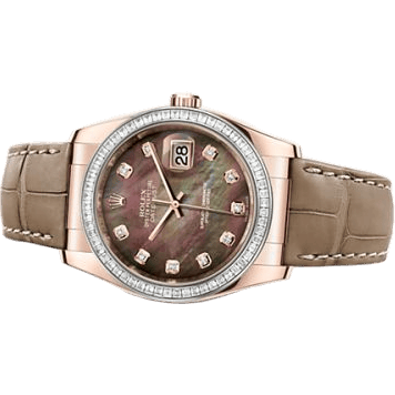 Datejust 36 Everose Strap Black Mother of Pearl Diamonds