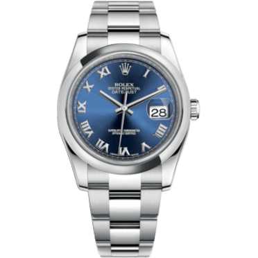 Rolex Datejust 36 Stainless Steel Domed / Oyster / Blue Roman 116200-0060