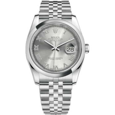Rolex Datejust 36 Stainless Steel Domed / Jubilee / Rhodium Roman 116200-0067