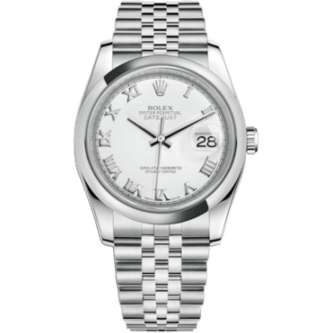 Rolex Datejust 36 Stainless Steel Domed / Jubilee / White Roman 116200-0070