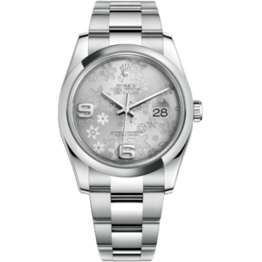 Rolex Datejust 36 Stainless Steel Domed / Oyster / Silver Floral 116200-0071