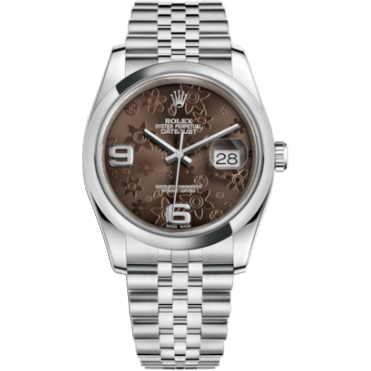 Rolex Datejust 36 Stainless Steel Domed / Jubilee / Chocolate Floral 116200-0087