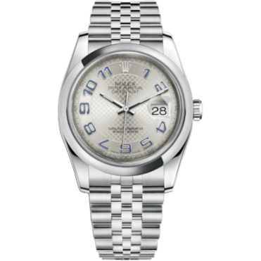 Rolex Datejust 36 Stainless Steel Domed / Jubilee / Silver Arabic 116200-0088