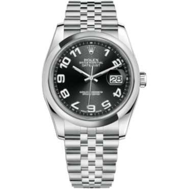 Rolex Datejust 36 Stainless Steel Domed / Jubilee / Black Arabic 116200-0093