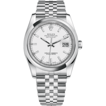 Rolex Datejust 36 Stainless Steel Domed / Jubilee / White 116200-0100