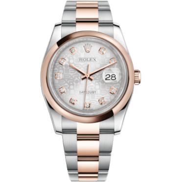 Datejust 36 Rolesor Everose Domed / Oyster / Silver Computer