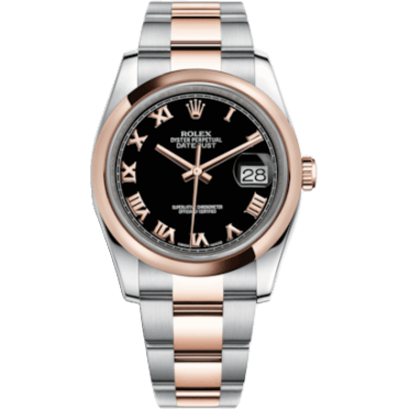 Datejust 36 Rolesor Everose Domed / Oyster / Black Roman