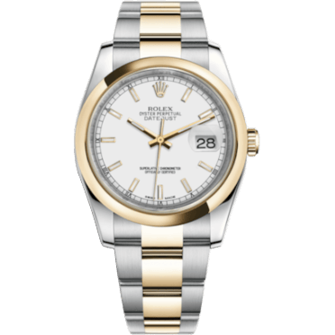 Rolex Datejust 36 Rolesor Yellow Domed / Oyster / White 116203-0124